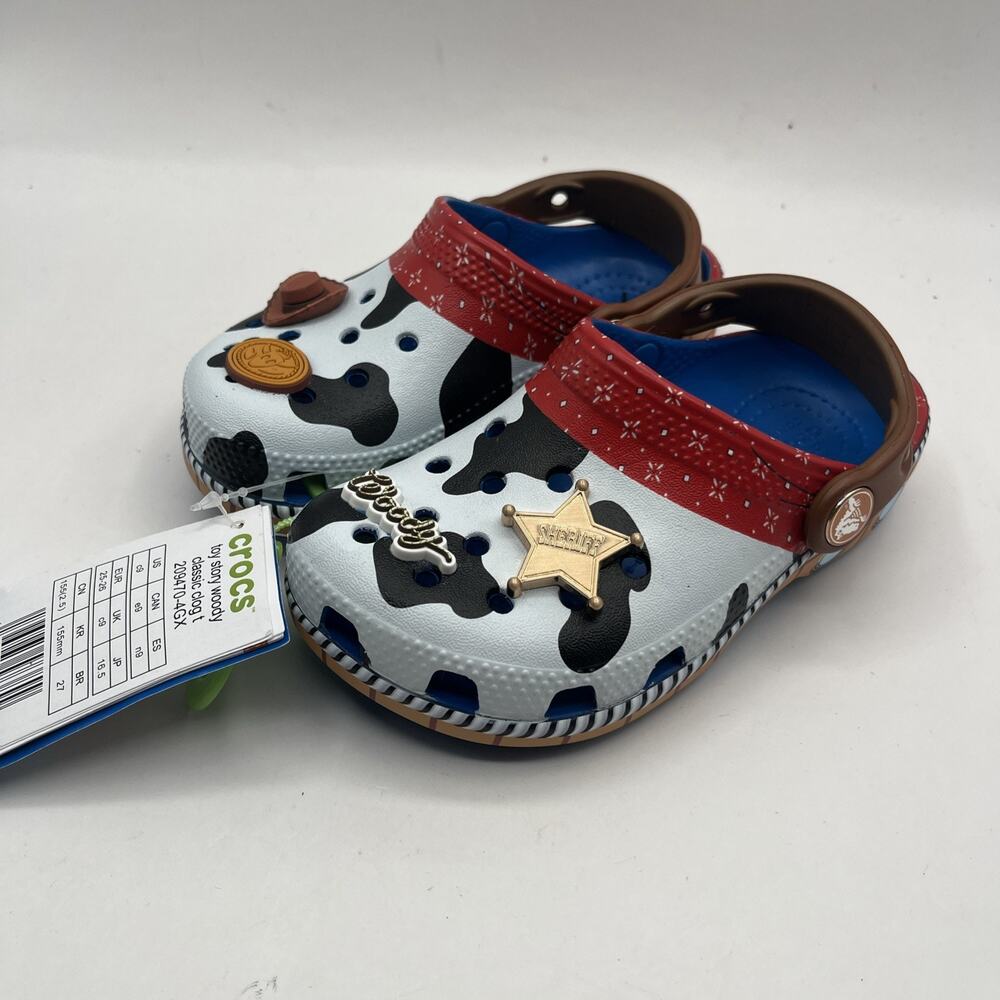CROCS Disney WORLD TOY STORY SHERIFF WOODY Kids Crocs With Jibbitz Sz C9 NWT